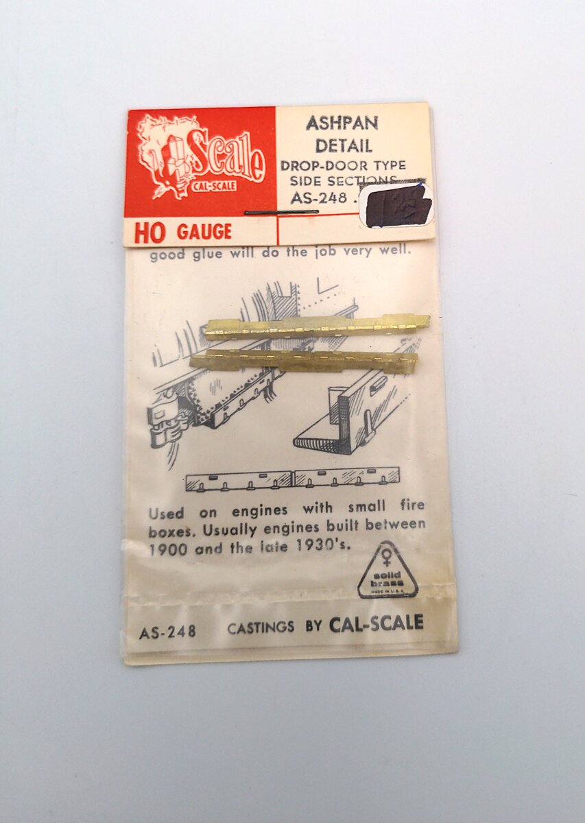 Cal Scale 190-248 HO Steam Loco Ash Pans Brass Castings Drop-Door Type Side Sec.