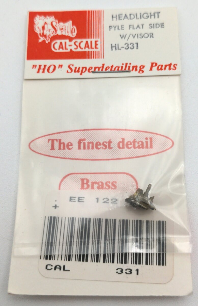 Cal Scale 190-331 HO Headlight Pyle Flat Side with Visor Steam Loco Brass
