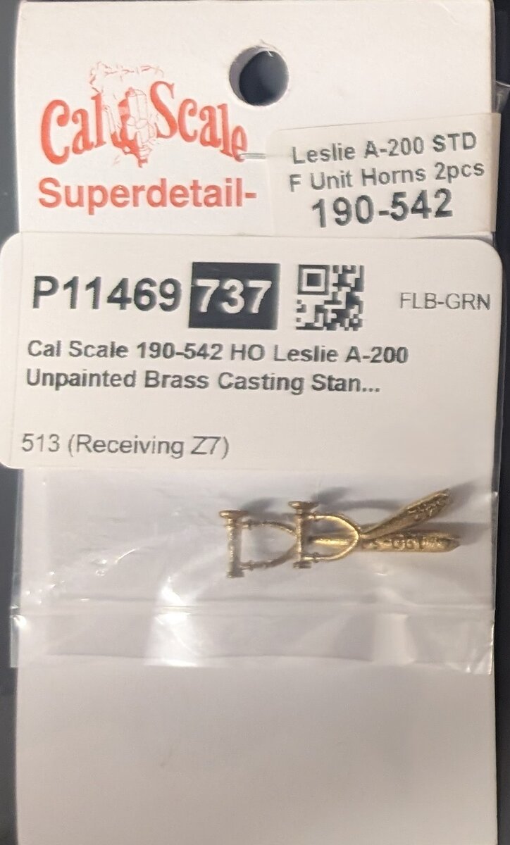 Cal Scale 190-542 HO Leslie A-200 Unpainted Brass Casting Standard Air Horns