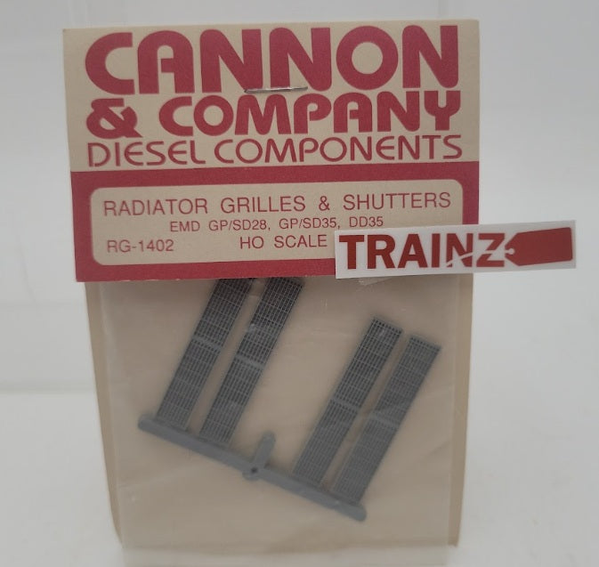 Cannon 1402 HO Scale Radiator Grilles & Shuttersfor 35 Line Diesels (Pack of 4)