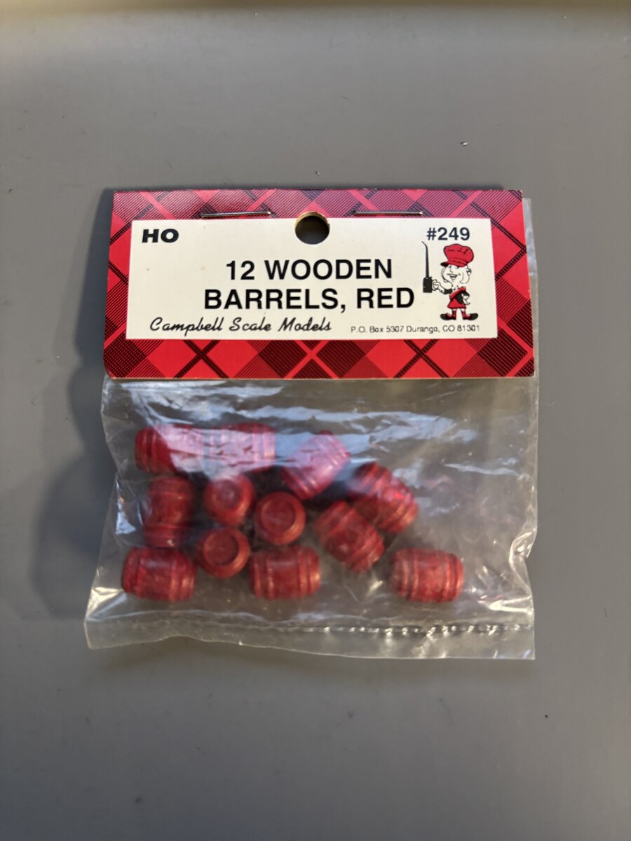 Campbell Scale Models 249 HO Red Barrels (Turned Wood with Raised Trim & Bands)