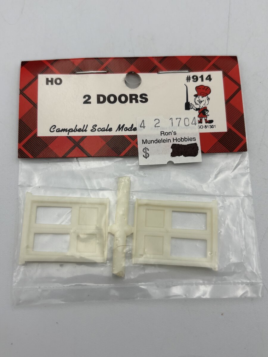 Campbell Scale Models 914 HO Double 1-Light 1-Panel Doors (Pack of 2)
