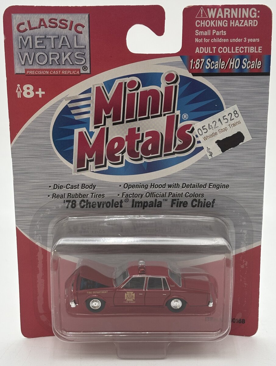 Classic Metal Works 30168 HO Mini Metals 1978 Chevrolet Impala Fire Chief Car