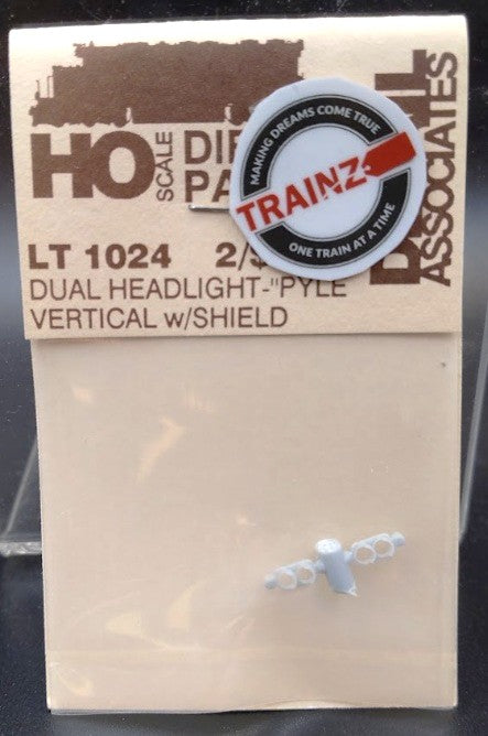 Detail Associates 1024 HO Scale Vertical Pyle Dual Headlight w/Shield(Pack of 2)