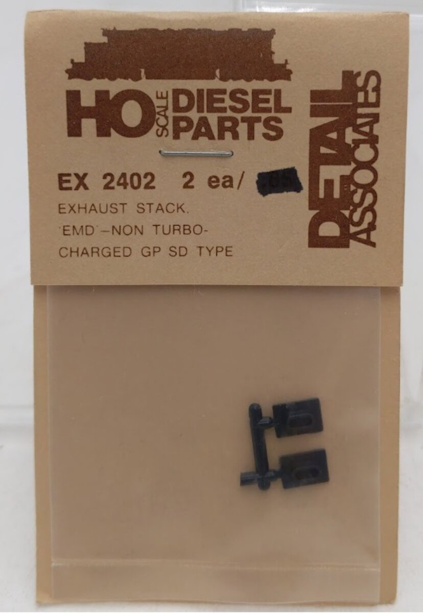 Detail Associates 2402 HO Exhaust Stack EMD Non Turbo for GP/SD Type (Pack of 2)