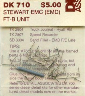 Detail Associates 710 HO 'EMC' (EMD) FT-B Stewart Detail Kit