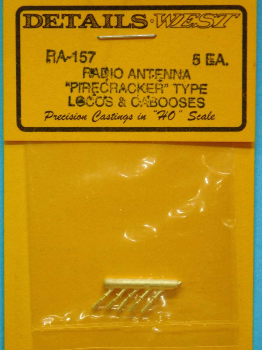 Details West 157 HO Firecracker Radio Antenna for Locos & Cabooses (Pack of 5)