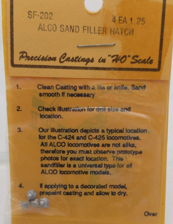 Details West SF-202 HO Scale Alco Sand Filler Hatch (Pack of 4)