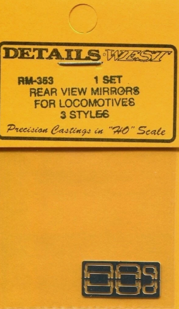 Details West 353 HO Scale Rear View Mirrors in 3 Styles Set