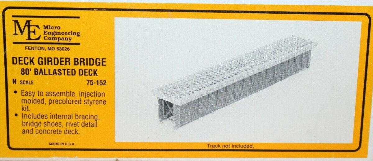 Micro Engineering 75-152 N 80' Ballasted Deck Girder Bridge Kit