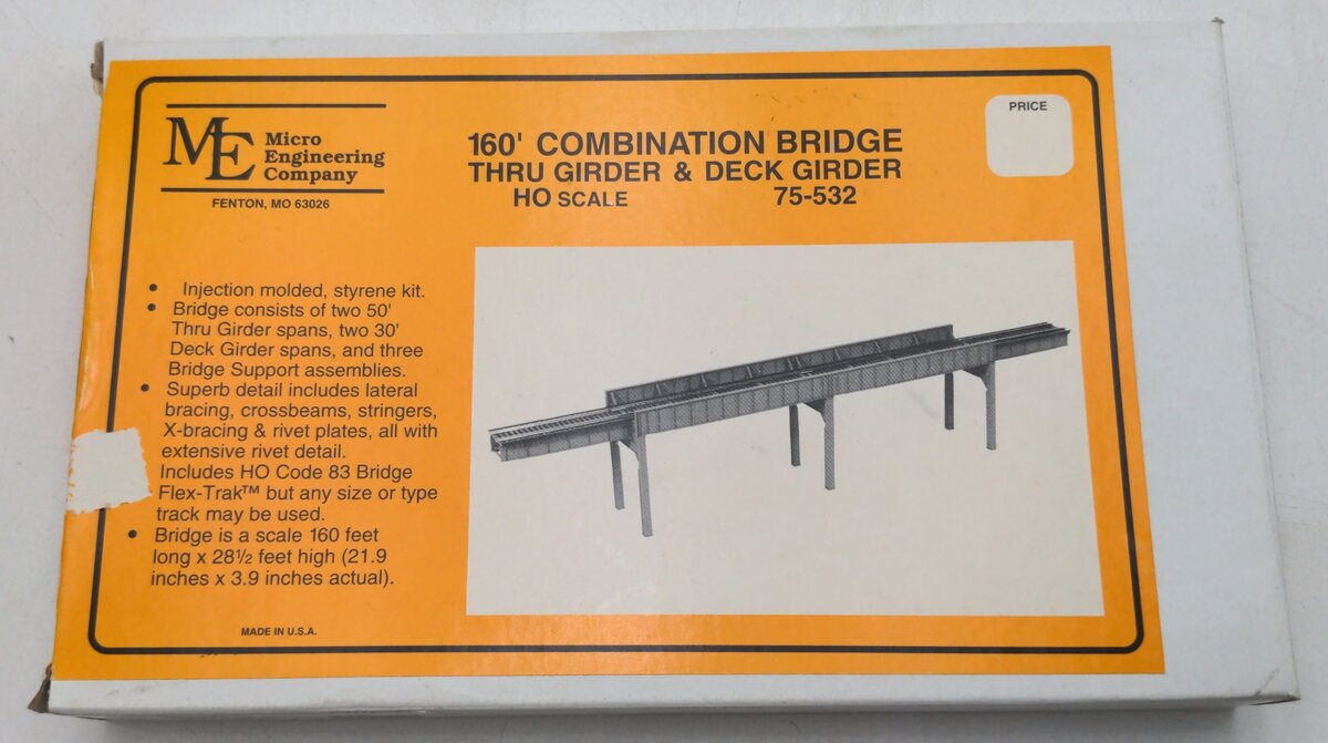 Micro Engineering 75-532 HO 160' Four-Span Deck & Thru Girder Combination Bridge