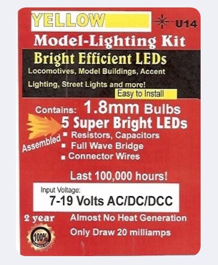 Evan Designs U14 Small 1.8mm Bright Yellow LED (Pack of 5)
