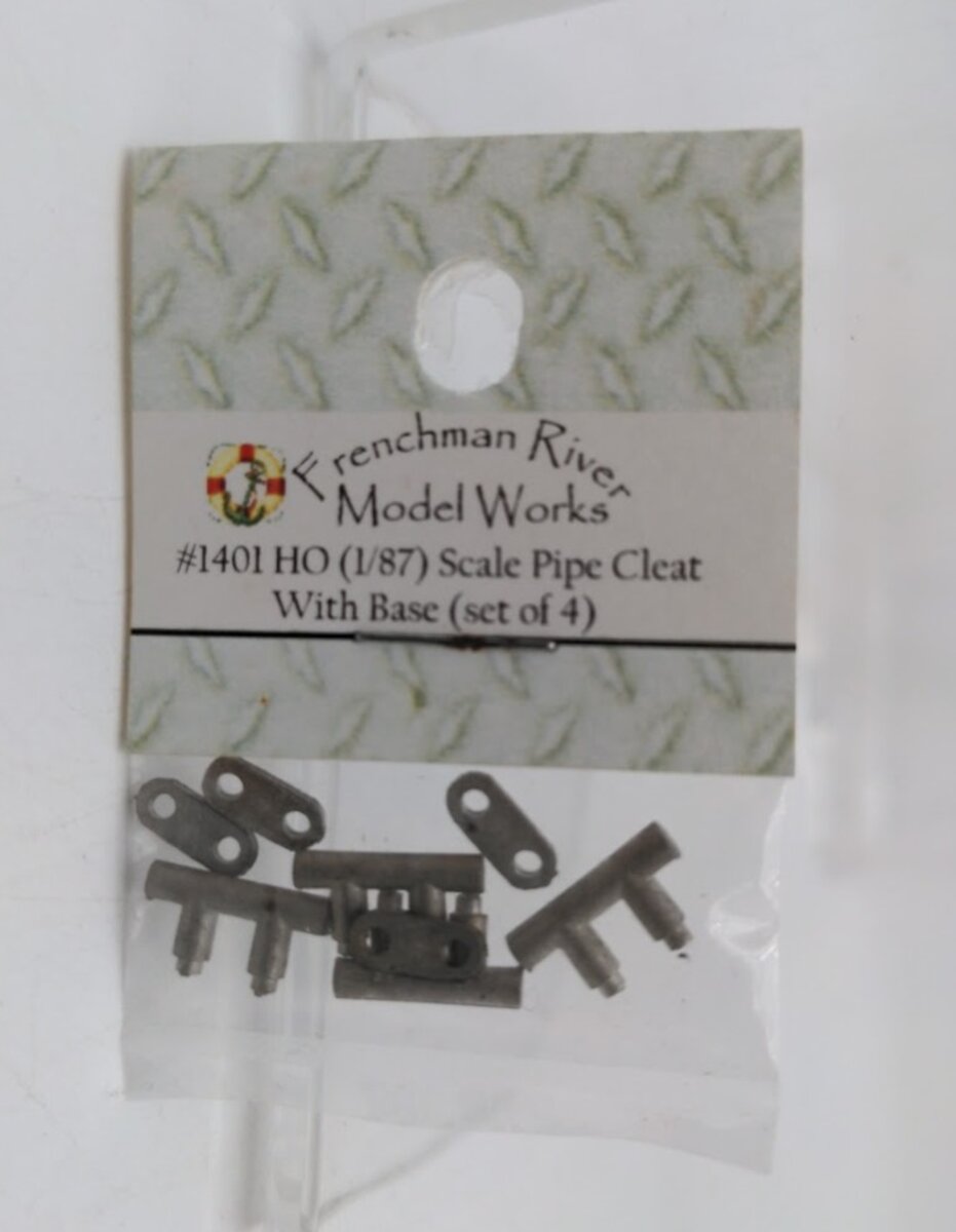 Frenchman River Modelworks 1401 HO Scale Metal Pipe Cleat W/Base (Set of 4)
