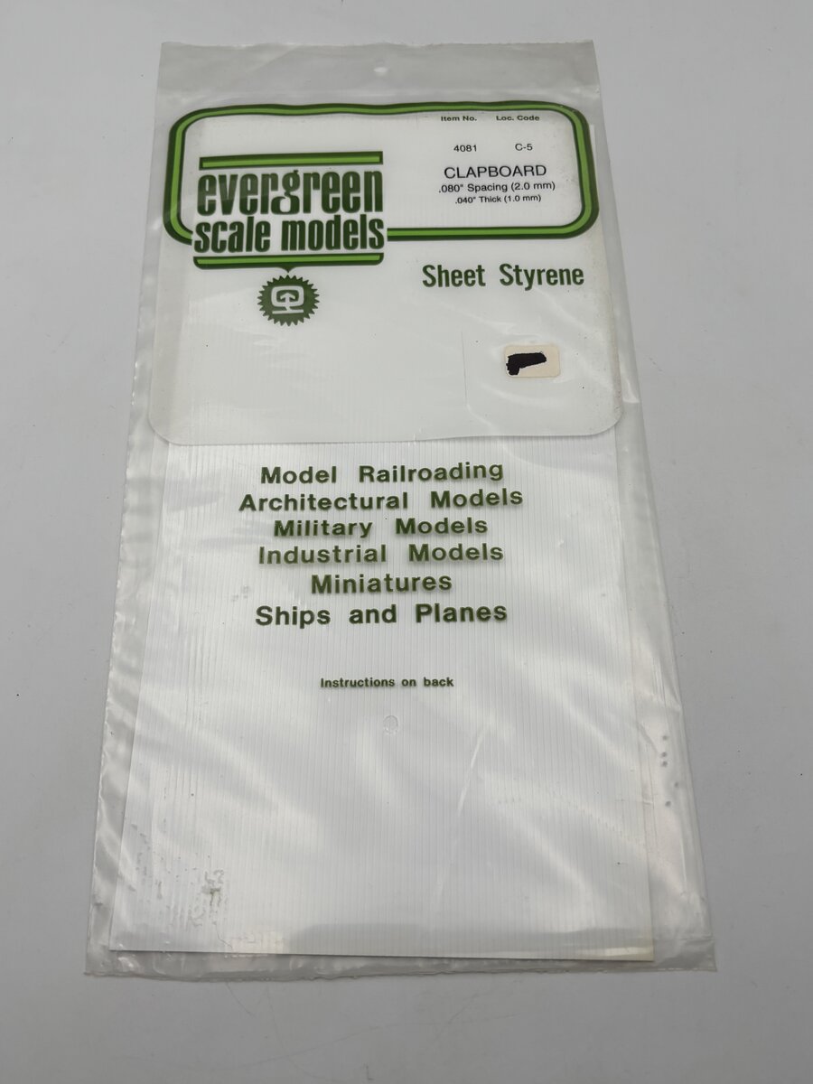 Evergreen Scale Models 4081 .040" x .080" x Polystyrene Clapboard Siding