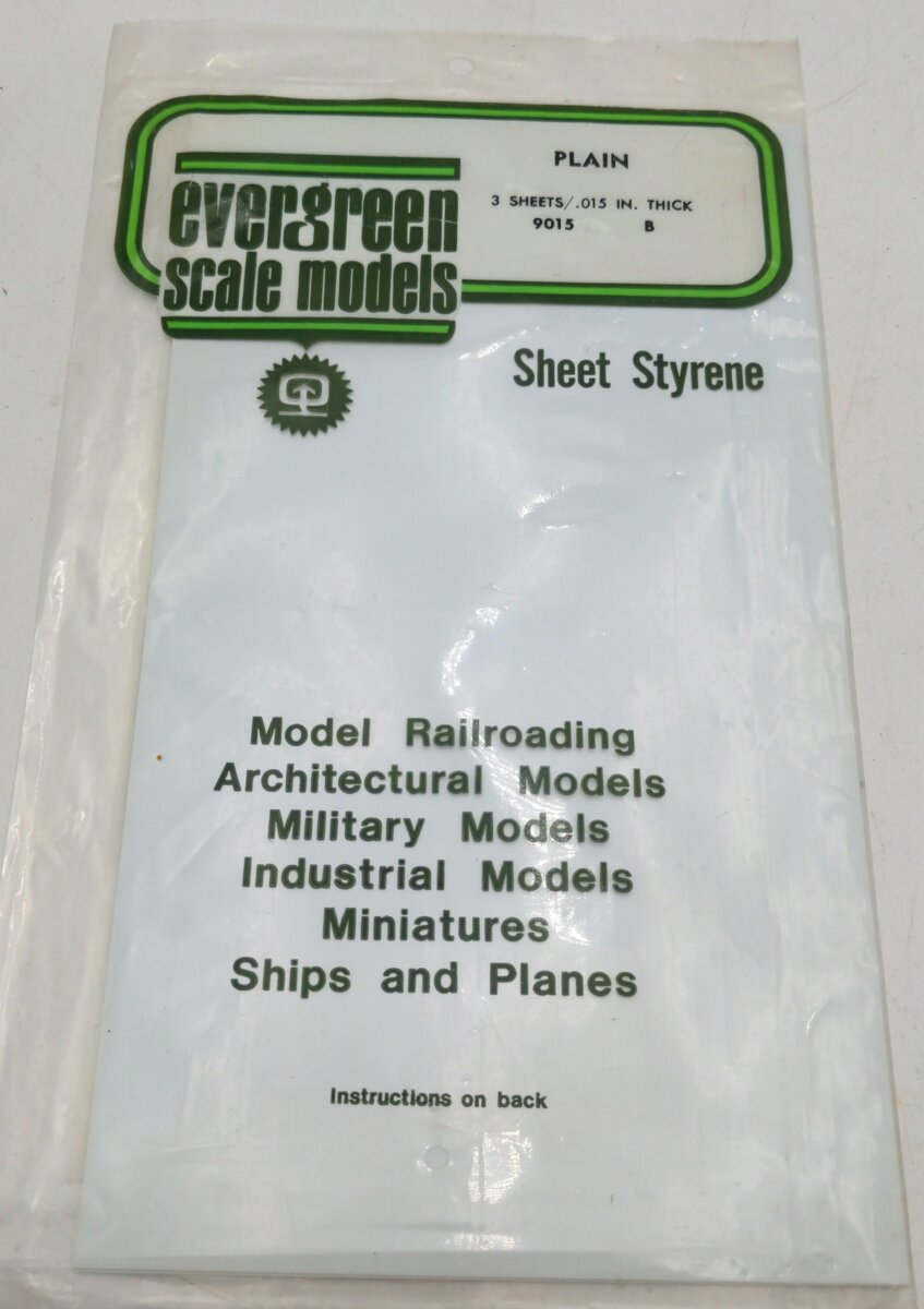 Evergreen Scale Models 9015 .015" x 6" x 12" Polystyrene Sheets (Pack of 3)