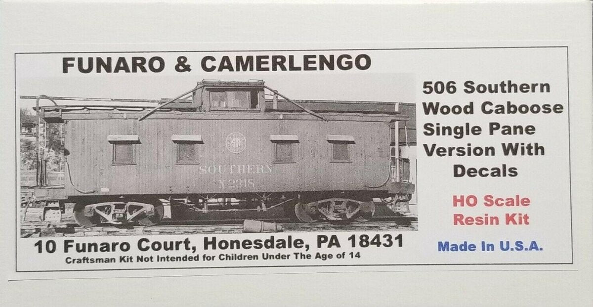 Funaro & Camerlengo HO C-506 Southern Wood Caboose Single Pane Version Kit