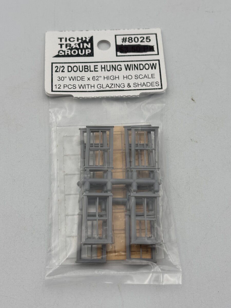 Tichy 8025 HO 30" x 62" 2/2 Double-Hung Windows (Pack of 12)