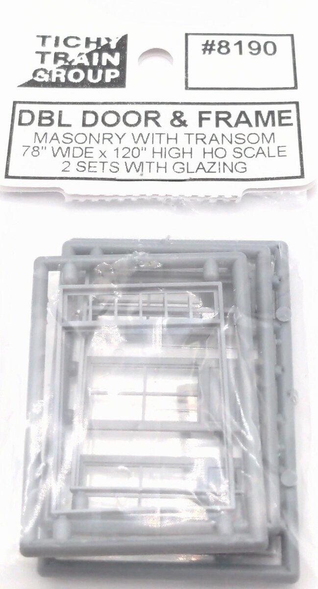 Tichy 8190 HO 39" x 92" 4-Lite Double Door & Masonry Fame (Set of 2)