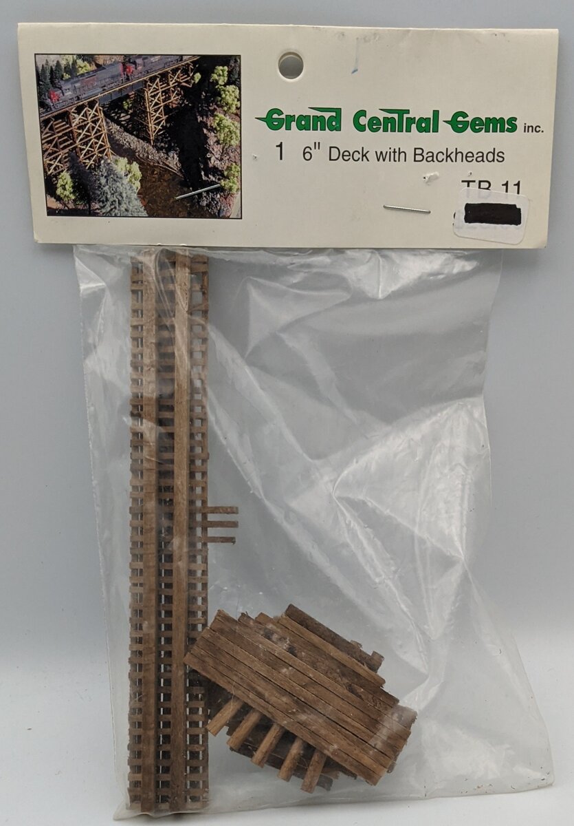 Grand Central Gems TB11 Wood Truss Bridge Parts Deck With Backheads 6"