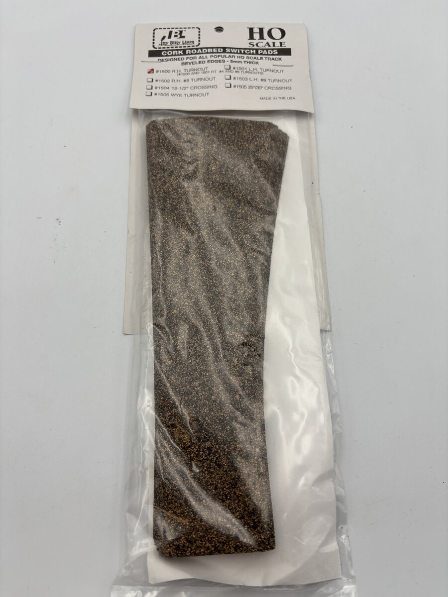 Itty Bitty Lines 1500 HO Cork Roadbed Precut #4/#6 Right Hand Switch (Pack of 2)
