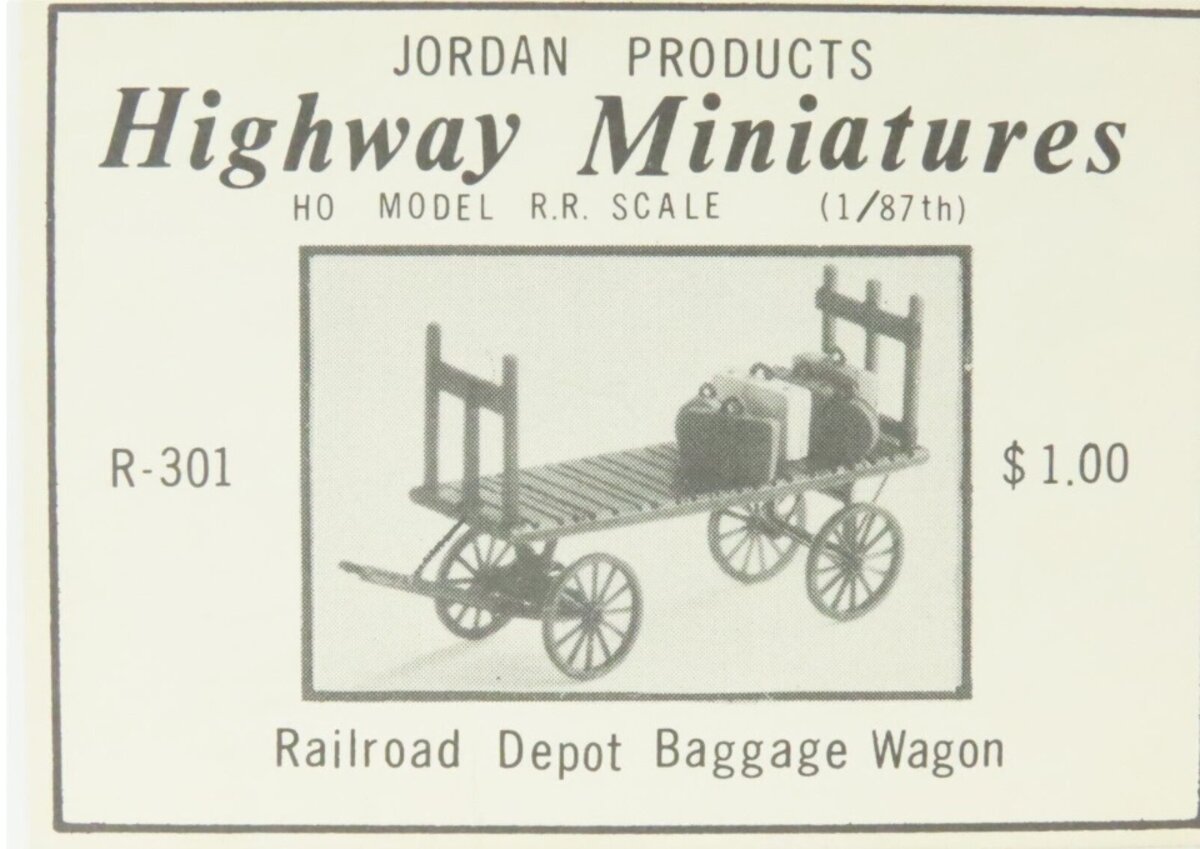 Jordan Products 301 HO Railroad Depot Baggage Wagon with Luggage Kit