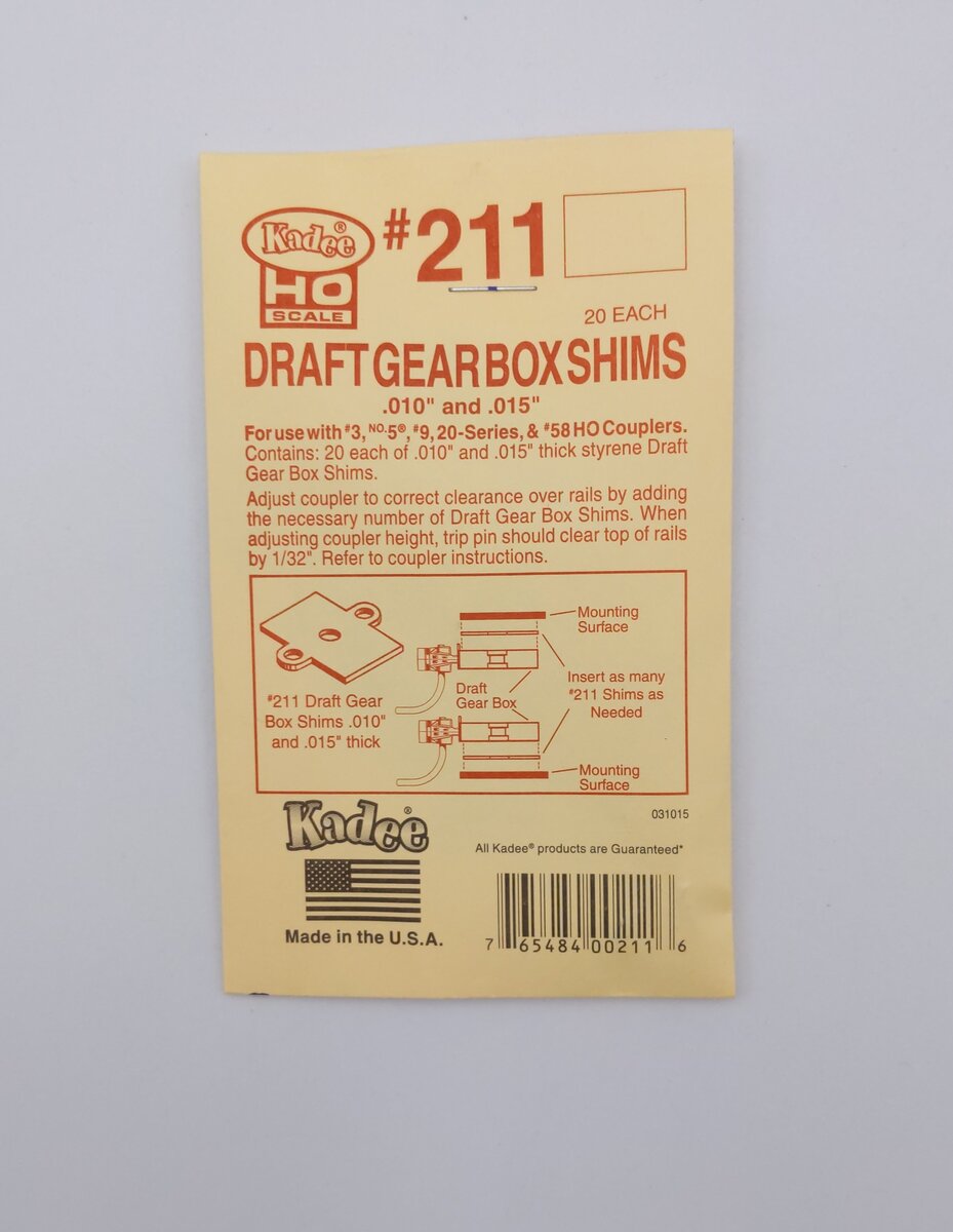 Kadee 211 HO Four Seats Draft Gear Shims-Use HO Couplers #4, #5, #6, #7, #8, #9
