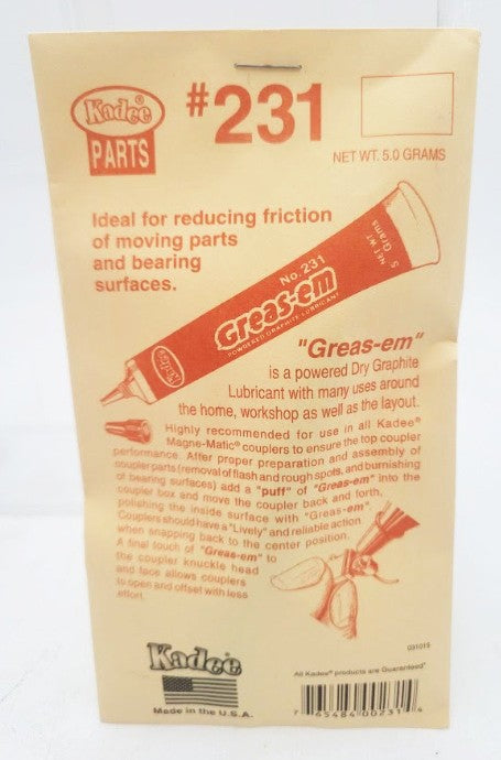 Kadee 231 Greas-Em Dry Graphite Lubricant 5.5 Gram Tube