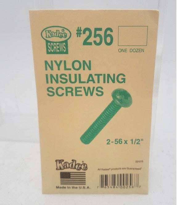 Kadee 256 Delrin Insulating Roundhead Screws 2-56 x 1/2" (Pack of 12)