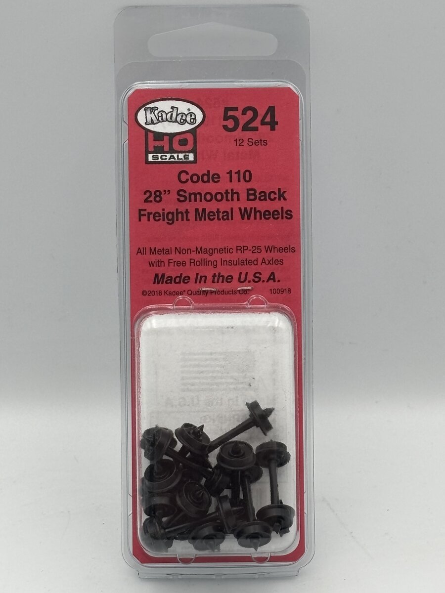 Kadee 524 HO 28 Smooth Freight Wheelsets (Pack of 12)