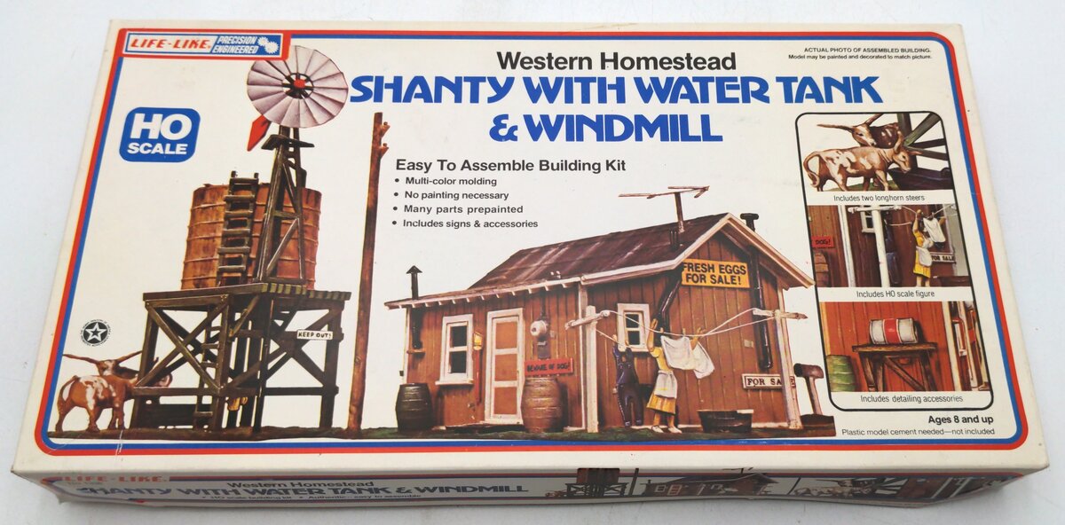 Life Like 1338 HO Shanty W/ Water Tank & Windmill Western Homestead Kit