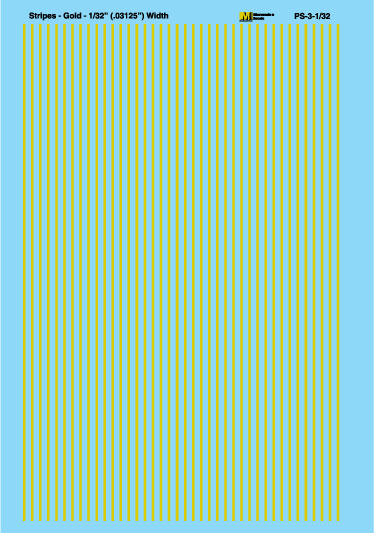 Microscale PS-3-1-2 1/2" Wide Gold Parallel Stripes Waterslide Decal Sheet