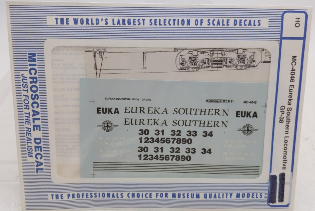 Microscale MC-4046 HO Eureka Southern EMD GP38 Diesels Waterslide Decal Sheet