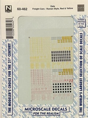 Microscale 60-462 N ACI Freight Car Data Waterslide Decal Sheet