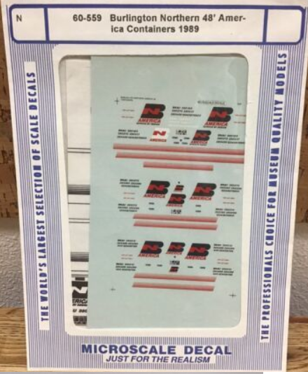 Microscale 60-559 N 1989 Burlington Northern America 48' Container Decal Sheet