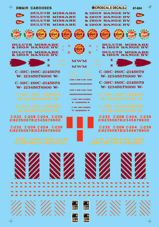 Microscale 60-854 N 1945-90 Missabe Road (DM&IR) Cabooses Decal Sheet