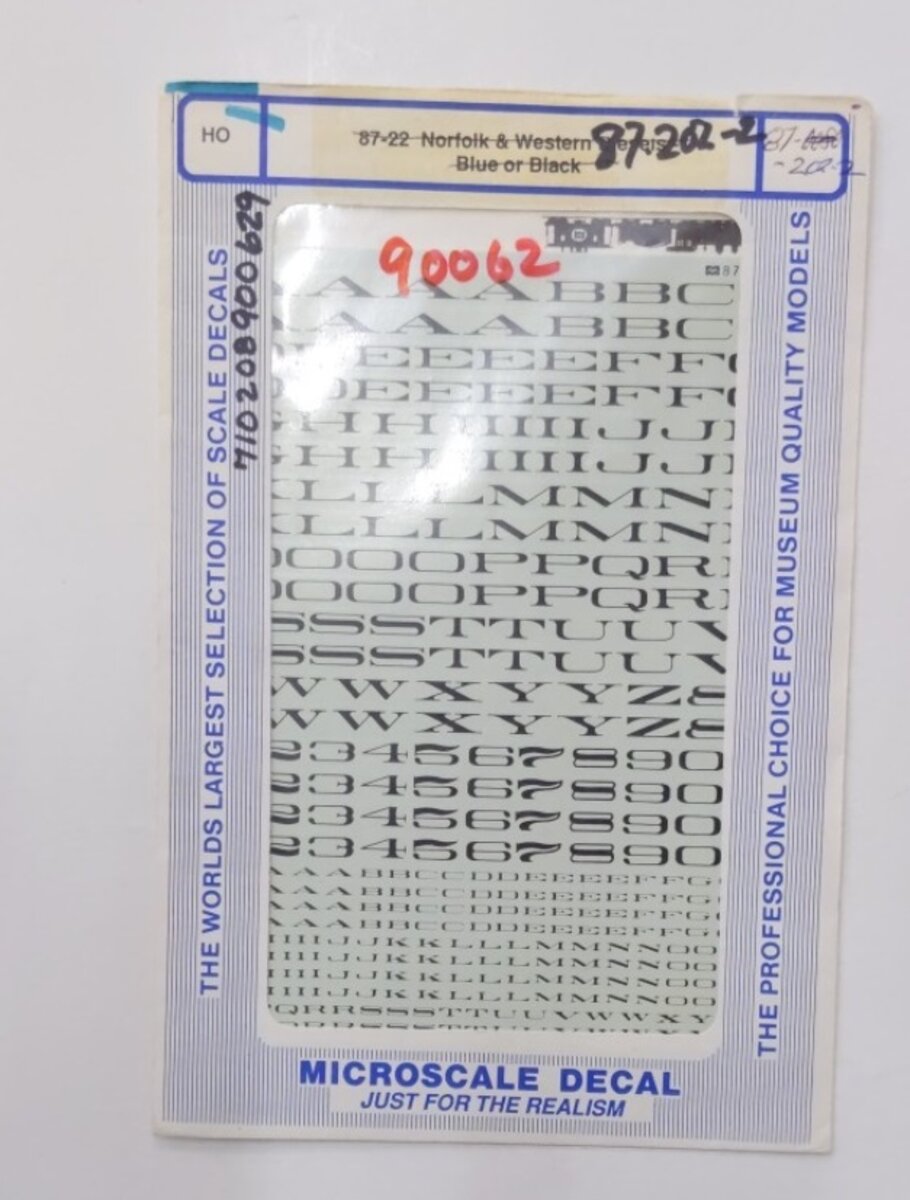 Microscale 90062 HO SP 6 & 15" Black Extended Roman Lettering Decal Sheet