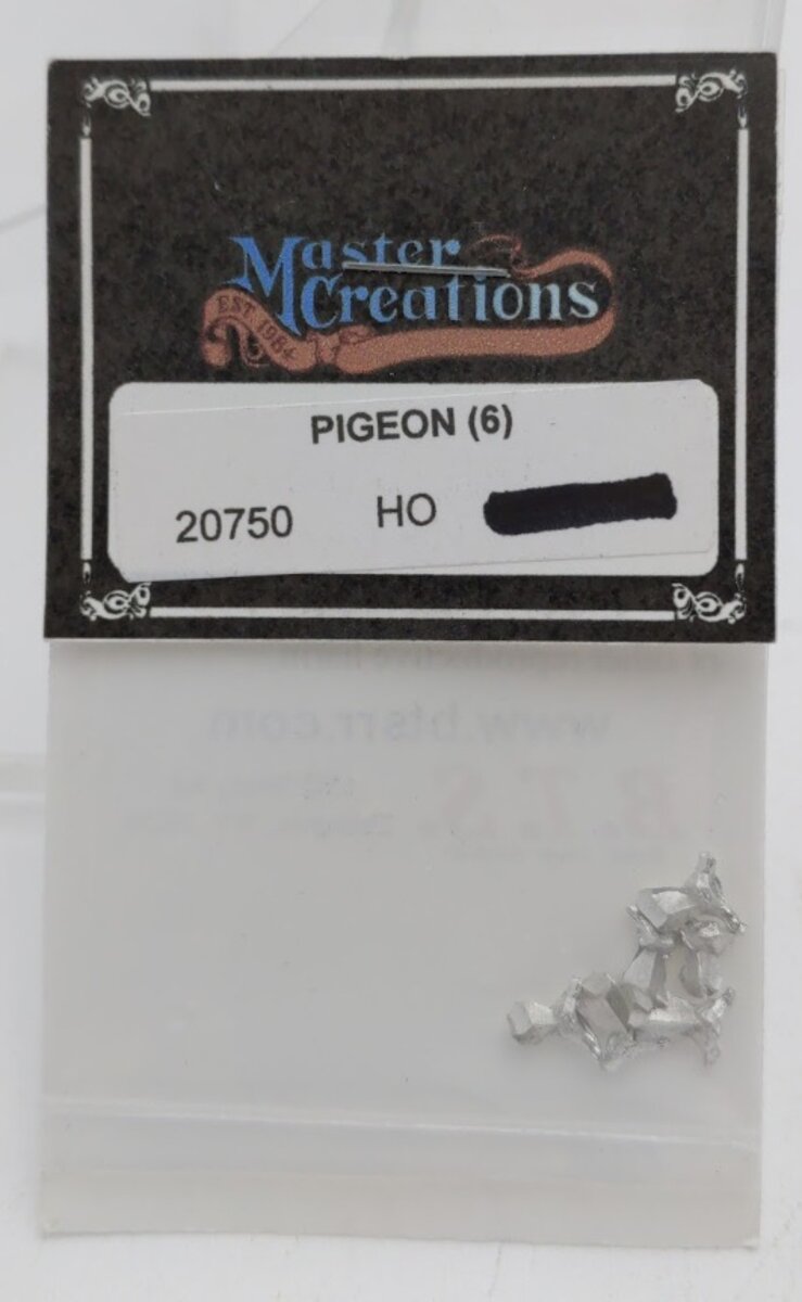 B.T.S. 20750 HO Scale Master Creations Pigeon Undecorated White Metal(Pack of 6)