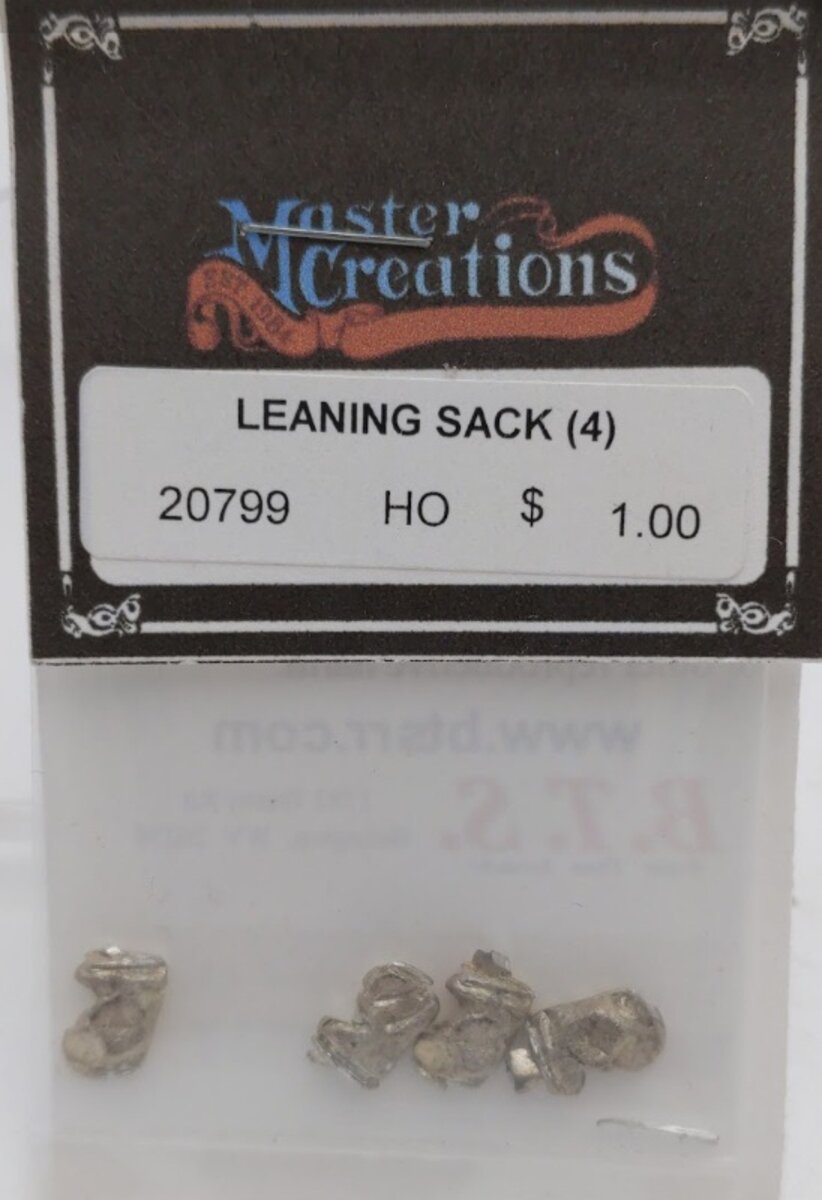 Master Creations 20799 HO Scale B.T.S. Leaning Sack Unpainted Metal (Pack of 4)