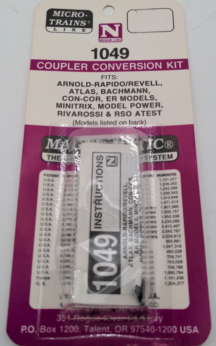 MicroTrains 00130003 (1049) N Rivarossi/Arnold Coupler Conversion Fits
