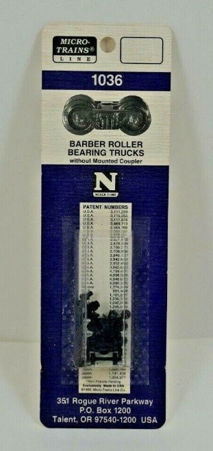 Micro-Trains 00302040 N 1036 Barber Roller Bearing Trucks without Couplers