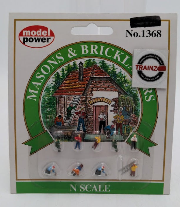 Model Power 1368 N Scale Masons & Bricklayers Figures (Set of 9)