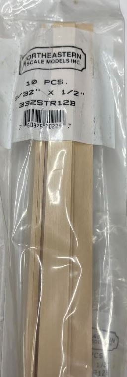 Northeastern Scale Lumber 70224 3/32" x 1/2" x 24" Stripwood (Pack of 10)