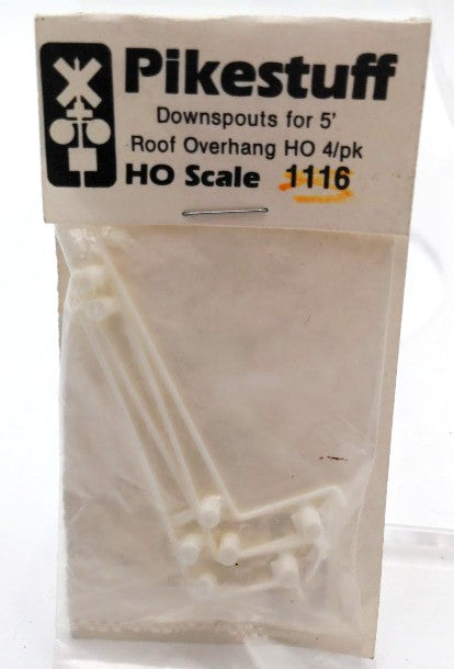 Pikestuff 541-1116 HO Scale Downspouts for 5' Roof Overhang (Pack of 4)
