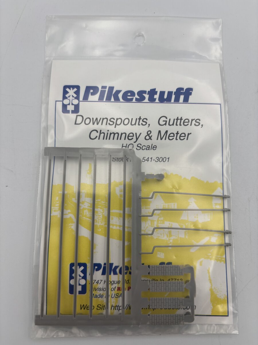 Pikestuff 541-3001 HO Scale Downspouts, Gutters, Chimney & Meter Plastic Kit