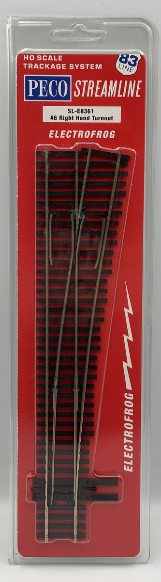 Peco SL-E8361 HO Code 83 Track Electrofrog #6 Right Hand Switch Turnout