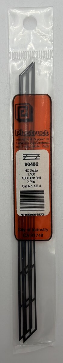 Plastruct 90482 HO 3/4" x 6" x 27/64" ABS Stair Rail (Pack of 2)