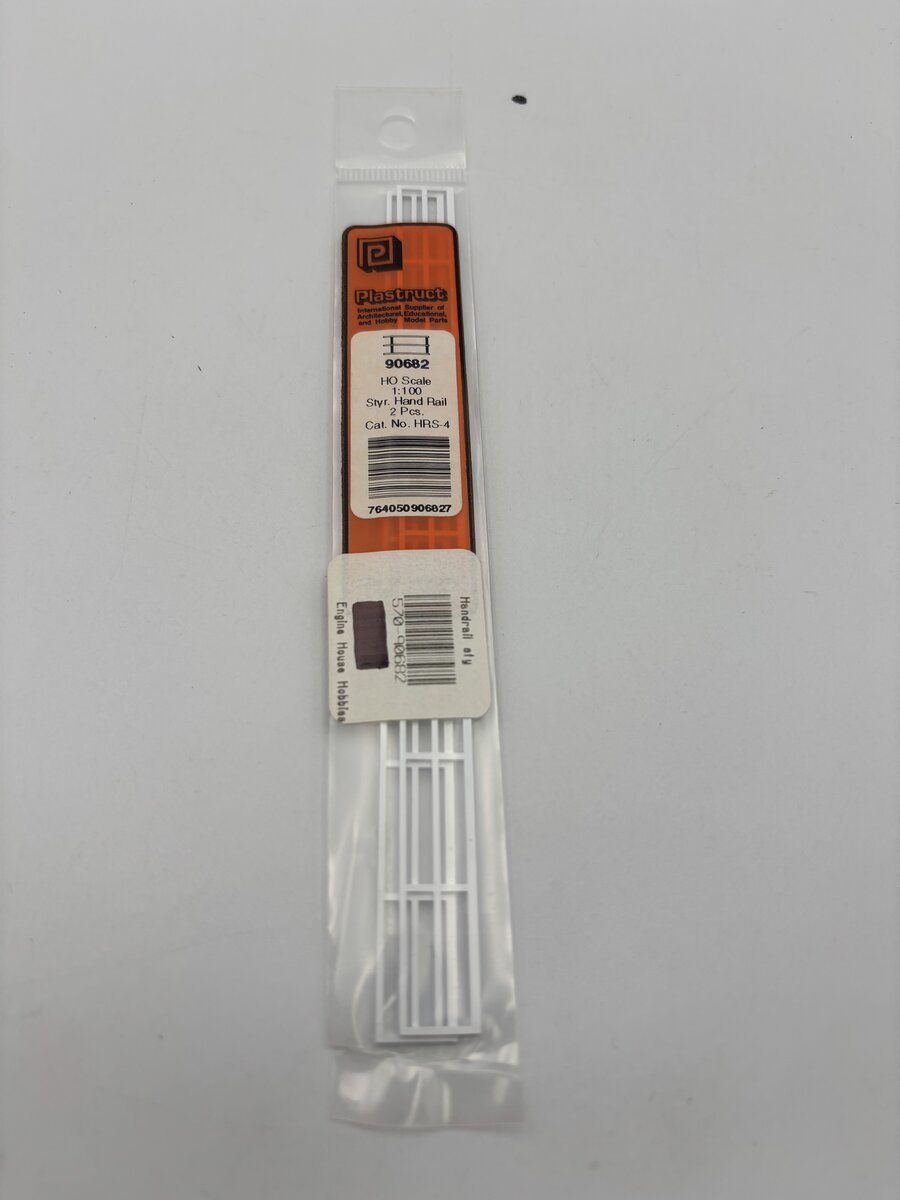 Plastruct 90682 HO 3/4" x 6" x 7/16" Styrene Hand Rail (Pack of 2)