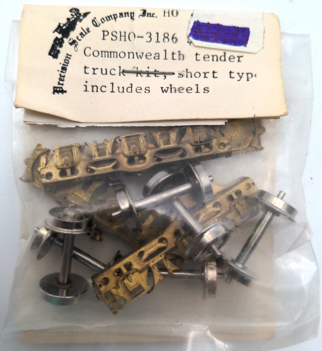 Precision Scale Company 3186 HO Scale Truck Commonwealth Tender Short W/Wheels