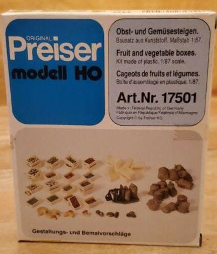 Preiser 17501 HO Fruit & Vegetable in Crates & Bags Plastic Model Kit