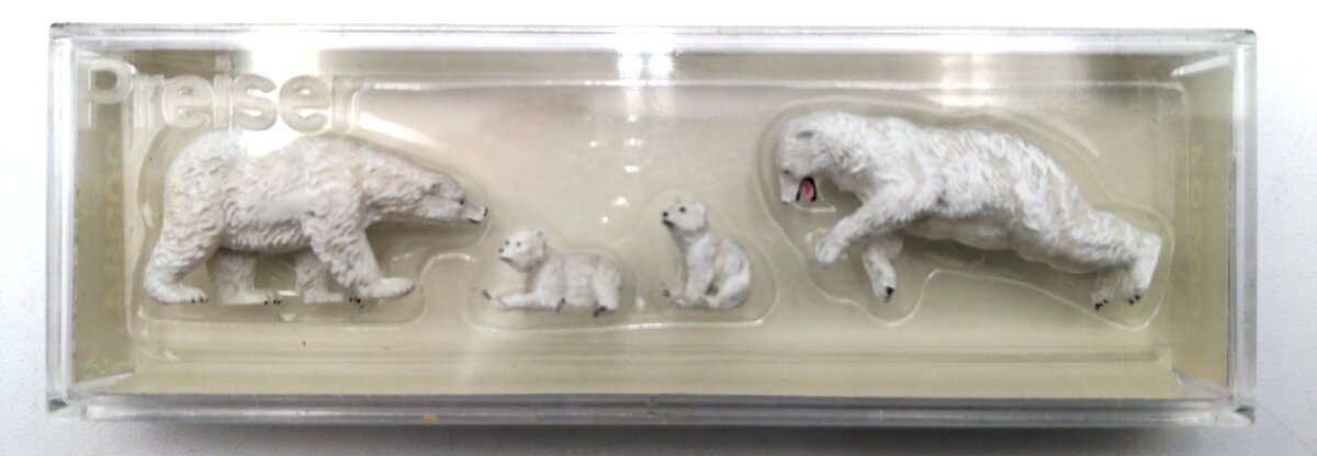 Preiser 20384 HO Animals - Polar Bears Figures (Set of 4)